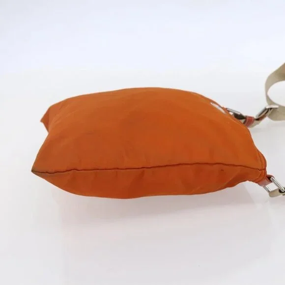 PRADA Shoulder Bag Nylon Orange Silver Auth 152258